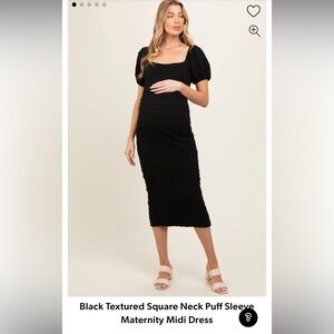 Pinkblush Black Textured Maternity Midi Dress